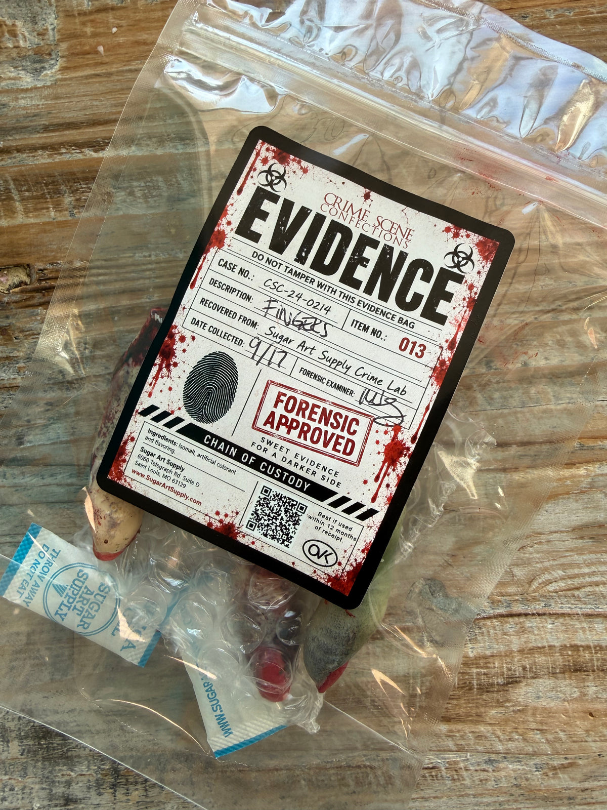 Realistic Candy Fingers in an Evidence Bag